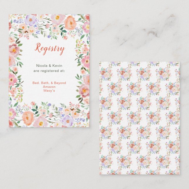 Registret vår Blommigt Flowers Bröllop Tilläggskort (Fram/baksida)