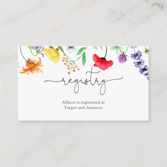 Registret Wildblommor vår baby möhippa Tilläggskort (Framsida)