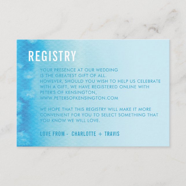 REGISTRY CARD :: ombre vattenfärg blå Tilläggskort (Framsida)