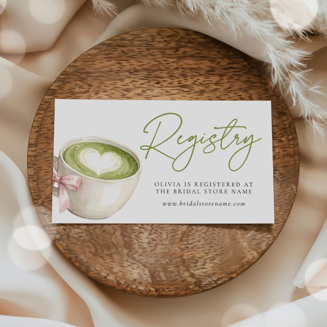 Registry Green Matcha Latte Bridal Shower Tilläggskort (Skapare uppladdad)