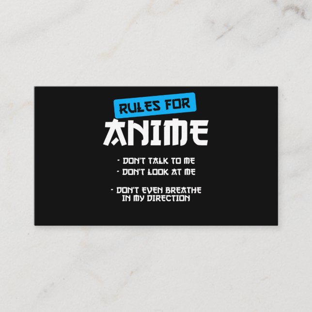 regler animalkläder manga art cosplay otaku presen visitkort (Framsida)