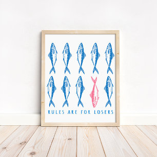 "Regler är för förlorare" Rolig Boho Coastal Väggk Poster