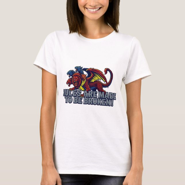 Regler är Till För Att Brytas Multi-Head Beast-gra T Shirt (Framsida)