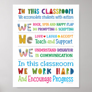 Regler för Autism Teacher Classroom School Poster