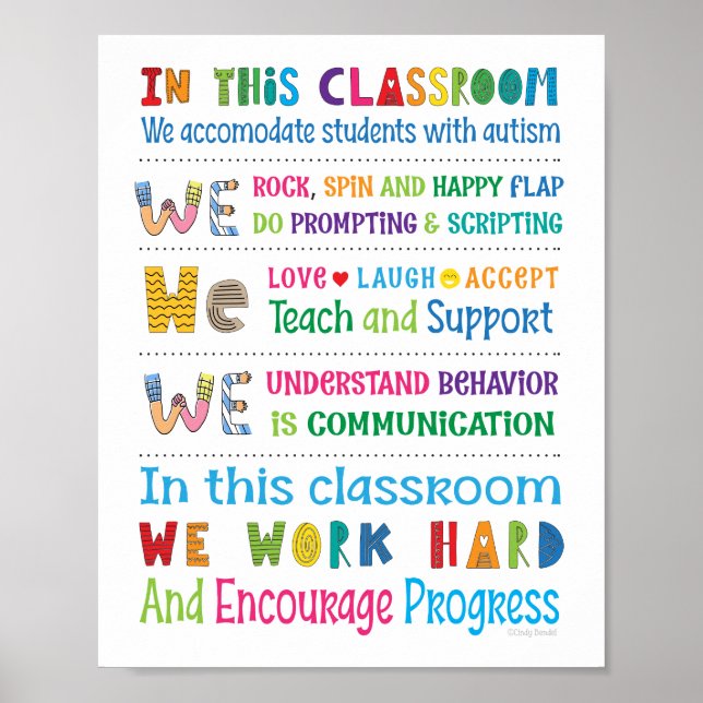 Regler för Autism Teacher Classroom School Poster (Framsidan)