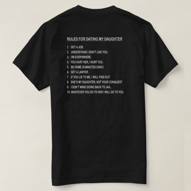 REGLER FÖR DATORN AV MIN DAUGHTER TEE SHIRT (Design baksida)