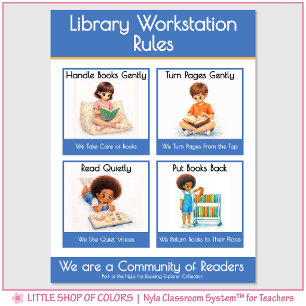 Regler för klassens arbetsstationer för bibliotek poster