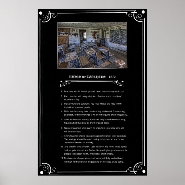 REGLER för LÄRARE - 1872 - MONTANA-TERRITORIET Poster (Framsidan)