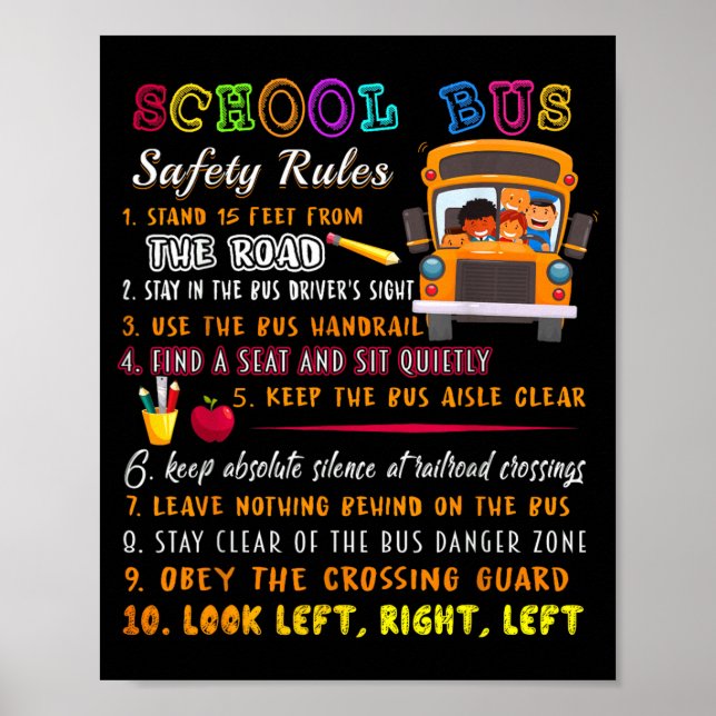 Regler för skolbuss säkerhet poster (Framsidan)