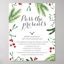 Regler i jultomten Elephant Gift Exchange Poster
