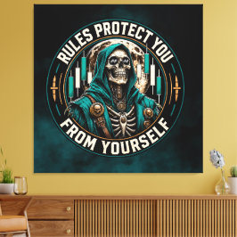 Regler Skyddar Dig Från Dig Själv Teal Rök Reaper Canvastryck