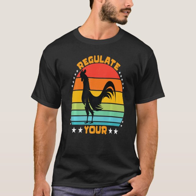 Reglera Din Tupp Retro Solnedgång T Shirt (Framsida)