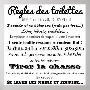 Règles des toalettes poster
