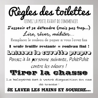 Règles des toalettes poster
