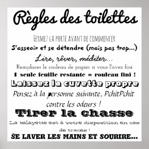 Règles des toalettes poster