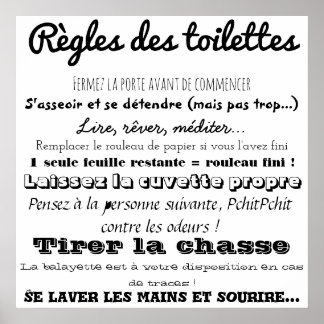 Règles des toalettes poster