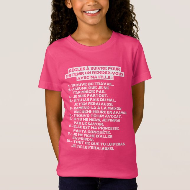 Regles pour un rv avec ma fille t shirt (Framsida)