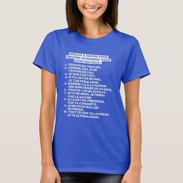 Regles pour un rv avec ma fille t shirt (Framsida)