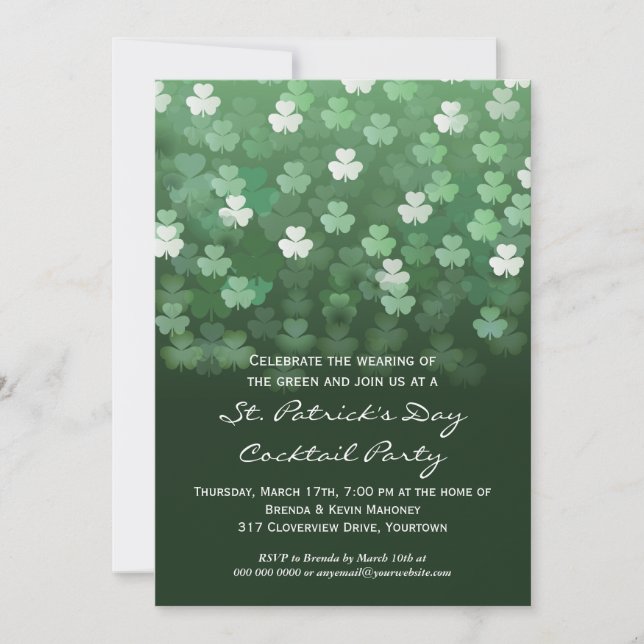 Regn av Shamrocks St Patricks Dag Fest Inbjudan (Framsida)