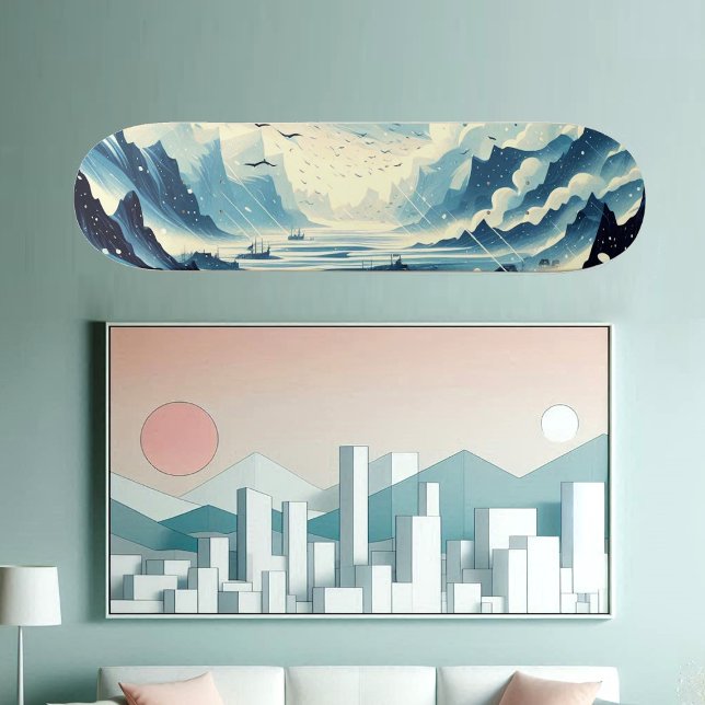 Regn Hagel Flyttfåglar Snö Berg Landskap  Mini Skateboard Bräda 18,5 Cm (Rain Hail Migrating Birds Snow Mountains Scenery Skateboard)