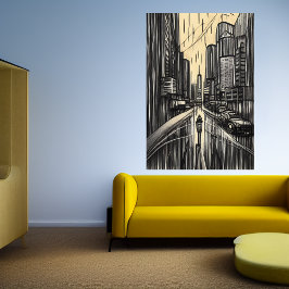 Regn i staden | AI Art Poster