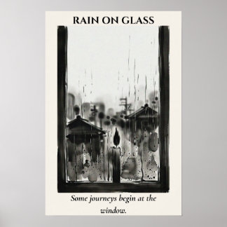 Regn på glas — Sumi-e bläcktvätt Poster