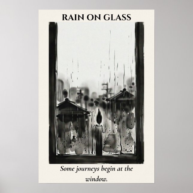 Regn på glas — Sumi-e bläcktvätt Poster (Framsidan)
