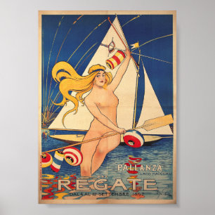 Regn, segling, Italien, Art nouveau Poster