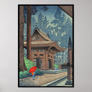 Regn vid Enryakuji-templet Asano Takeji shin hanga Poster