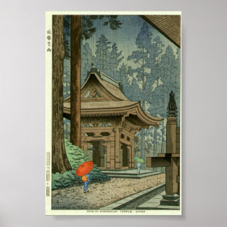 Regn vid Enryakuji-templet Shin Hanga tryck