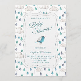 Regna moln- och Raindropsbaby shower Inbjudningar