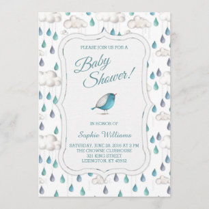 Regna moln- och Raindropsbaby shower Inbjudningar