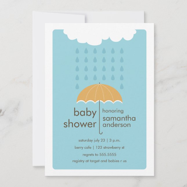 Regna tappar baby showerinbjudan - pojke inbjudningar (Framsida)