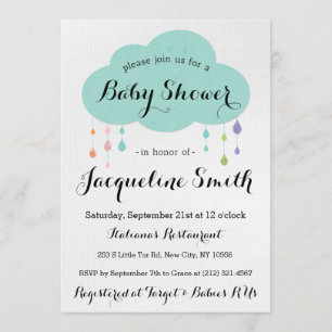 Regna tappar glitterbaby showerinbjudan inbjudningar