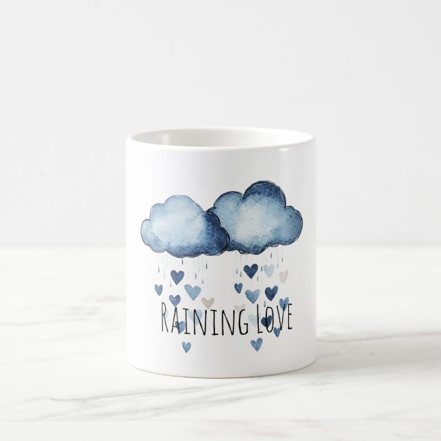 Regnar Kärlek Blåa Moln Hjärtan Kaffemugg (Center)