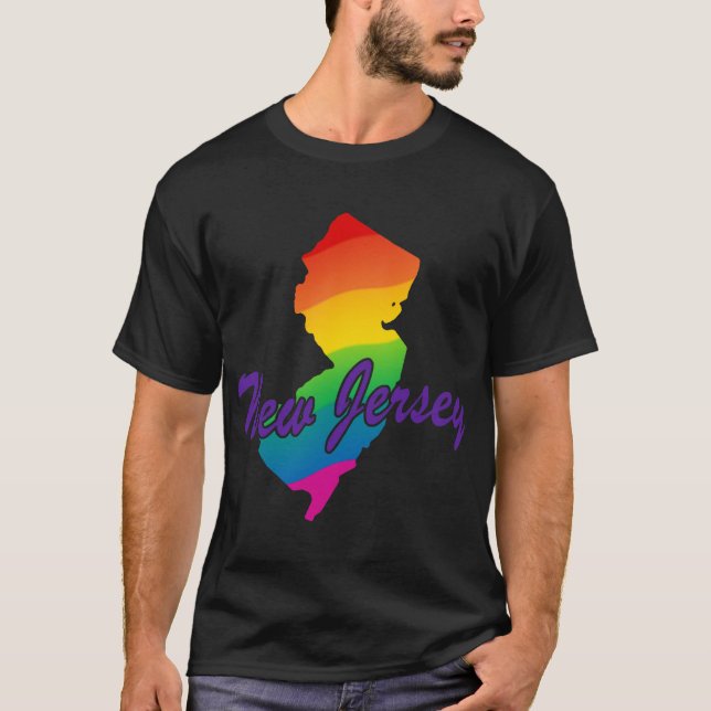 Regnbådsstatuskontur New jersey Tee Shirt (Framsida)