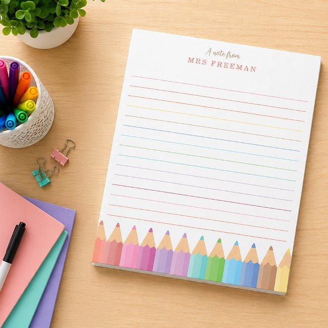 Regnbåg Lärare Personlig Notisblock Anteckningsblock (Personalized Teacher Pad - Great Gift Idea!)