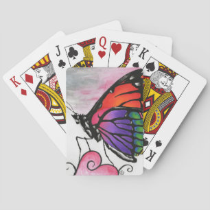 Regnbågad Monark Fjäril Original Fantasi Konst Casinokort