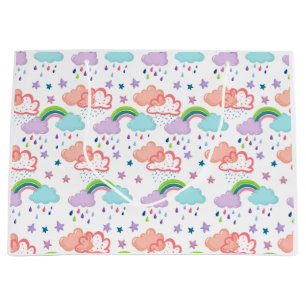 Regnbågar, moln och stjärnpresentväska