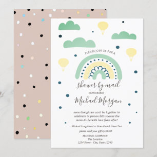 Regnbågar,Moln,Prickar Virtuell Baby Shower Per Po Inbjudningar