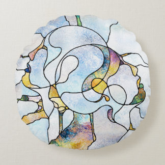 Regnbågar, nedfläckad glasenhet rund kudde