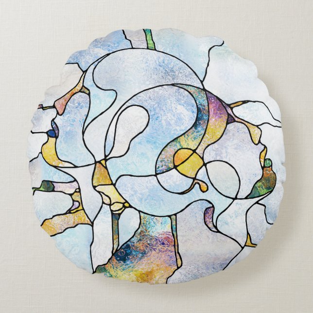 Regnbågar, nedfläckad glasenhet rund kudde (Framsidan)