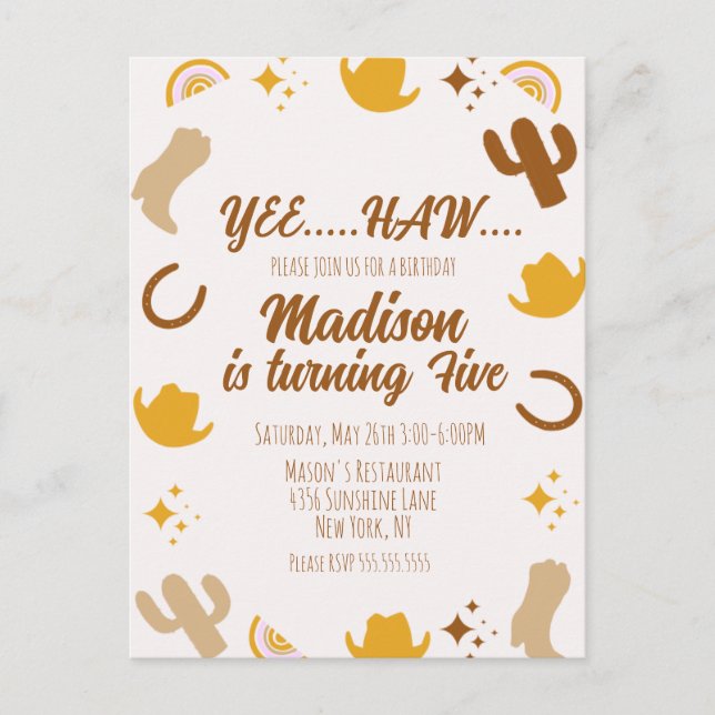 Regnbågar och rodeoer Groovy födelsedag   Vykort (Framsida)