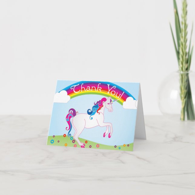Regnbågar och Unicorntackkort Tack Kort (Framsida)