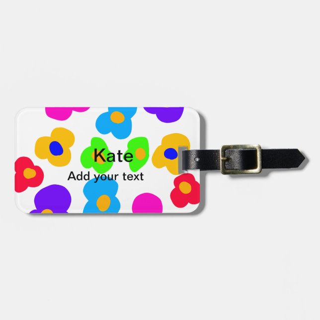 Regnbågblomman pride kärlek lägger till namn text  bagagebricka (Horisontell Framsida)