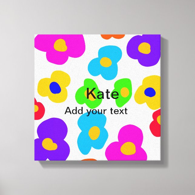 Regnbågblomman pride kärlek lägger till namn text  canvastryck (Framsida)