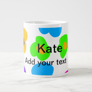 Regnbågblomman pride kärlek lägger till namn text jumbo mugg