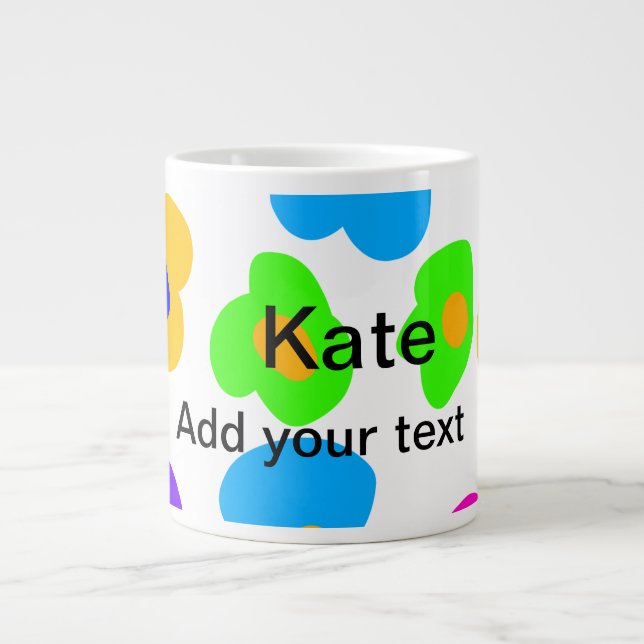 Regnbågblomman pride kärlek lägger till namn text  jumbo mugg (Framsidan)
