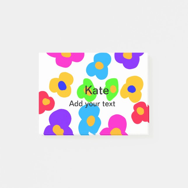Regnbågblomman pride kärlek lägger till namn text  post-it block (Framsida)