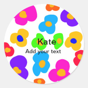 Regnbågblomman pride kärlek lägger till namn text  runt klistermärke